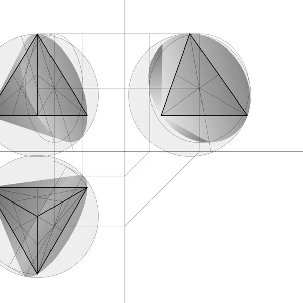 Kegel 4 umhuellt Tetraeder Konstruktion Parallelprojektion Thumbnail