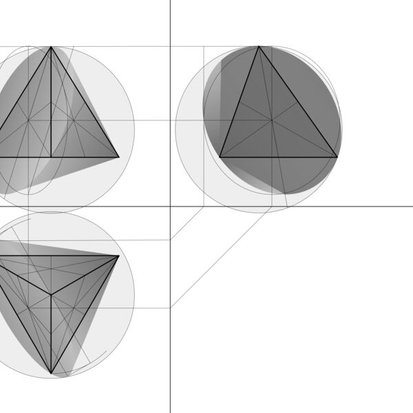 Kegel 3 umhuellt Tetraeder Konstruktion Parallelprojektion Thumbnail