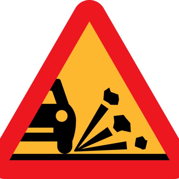 ryanlerch Loose stones on the road roadsign Thumbnail